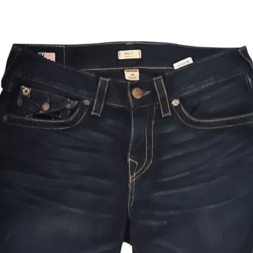 True Religion Billy Bootcut with Flaps Cotton Dark Wash Jeans Sz 30 35”Wx31” - Picture 5 of 12
